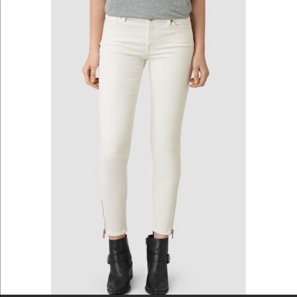 All Saints White Jeans with Zipper